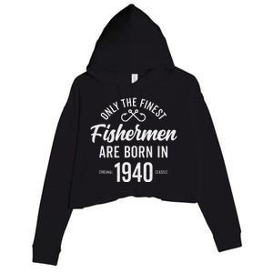 83 Year Old Fisherman Fishing 1940 83rd Birthday Cute Crop Fleece Hoodie