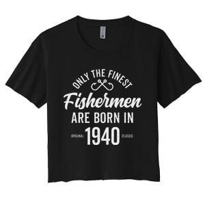 83 Year Old Fisherman Fishing 1940 83rd Birthday Cute Women's Crop Top Tee