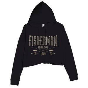 83 Year Old Fisherman Fishing 1940 83rd Birthday Funny Crop Fleece Hoodie