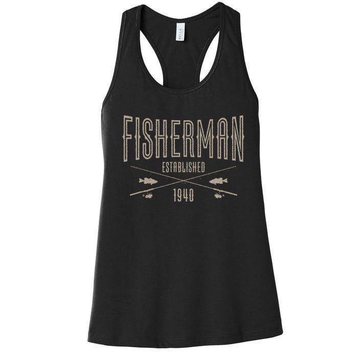 83 Year Old Fisherman Fishing 1940 83rd Birthday Funny Women's Racerback Tank