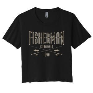 83 Year Old Fisherman Fishing 1940 83rd Birthday Funny Women's Crop Top Tee