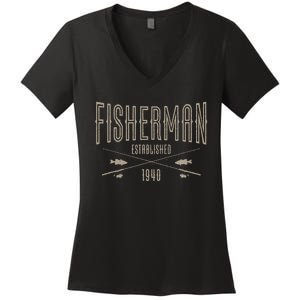 83 Year Old Fisherman Fishing 1940 83rd Birthday Funny Women's V-Neck T-Shirt