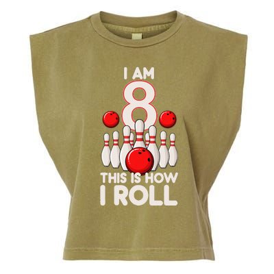 8 Year Old Bowling Party 8th Birthday Is How I Roll Garment-Dyed Women's Muscle Tee