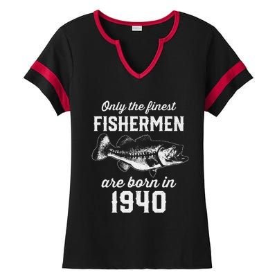 83 Year Old Fisherman Fishing 1940 83rd Birthday Ladies Halftime Notch Neck Tee