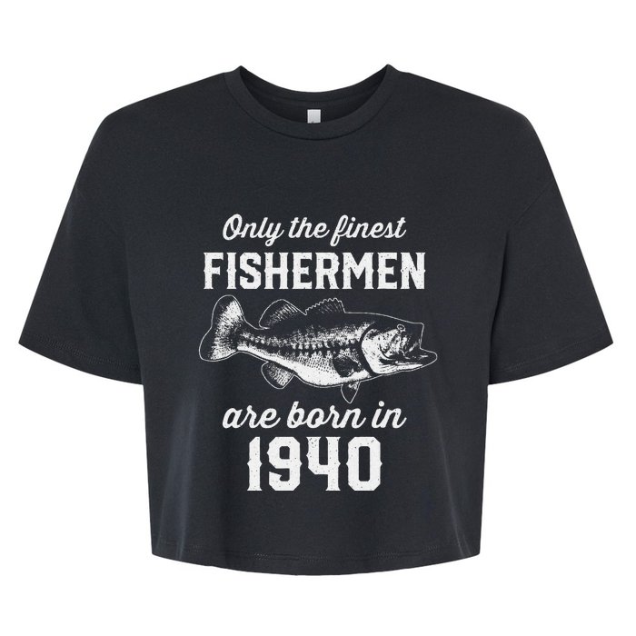 83 Year Old Fisherman Fishing 1940 83rd Birthday Bella+Canvas Jersey Crop Tee