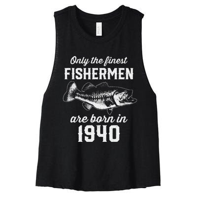 83 Year Old Fisherman Fishing 1940 83rd Birthday Women's Racerback Cropped Tank