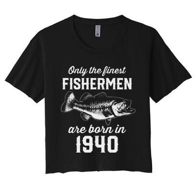 83 Year Old Fisherman Fishing 1940 83rd Birthday Women's Crop Top Tee