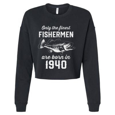 83 Year Old Fisherman Fishing 1940 83rd Birthday Cropped Pullover Crew