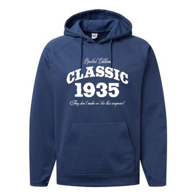 88 Year Old: Vintage Classic Car 1935 88th Birthday Performance Fleece Hoodie