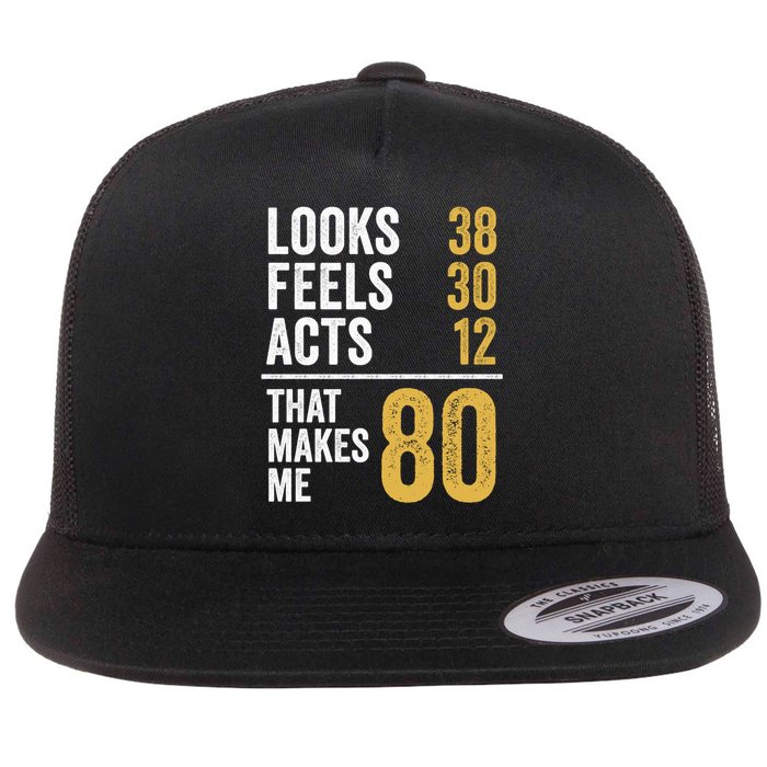 80 Year Old Awesome Since October 1945 80th Birthday Flat Bill Trucker Hat