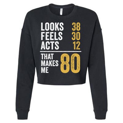 80 Year Old Awesome Since October 1945 80th Birthday Cropped Pullover Crew