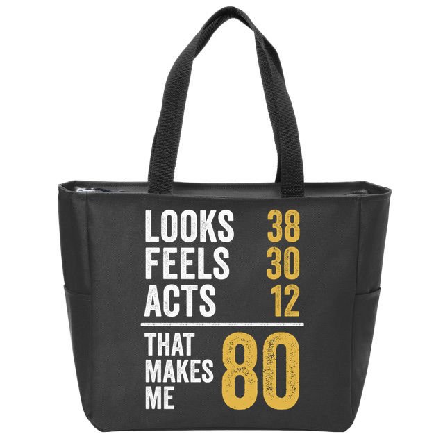 80 Year Old Awesome Since October 1945 80th Birthday Zip Tote Bag