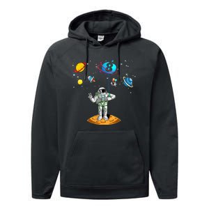 8 Years Old Birthday Boy 8th Space Planets Astronaut Gift Performance Fleece Hoodie