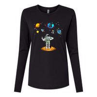 8 Years Old Birthday Boy 8th Space Planets Astronaut Gift Womens Cotton Relaxed Long Sleeve T-Shirt