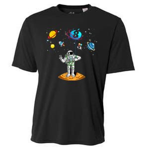 8 Years Old Birthday Boy 8th Space Planets Astronaut Gift Cooling Performance Crew T-Shirt