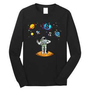 8 Years Old Birthday Boy 8th Space Planets Astronaut Gift Long Sleeve Shirt