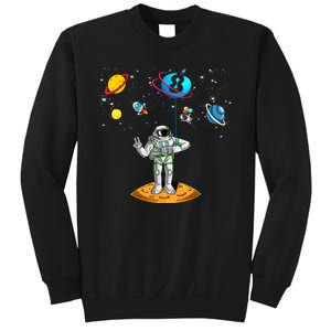 8 Years Old Birthday Boy 8th Space Planets Astronaut Gift Sweatshirt