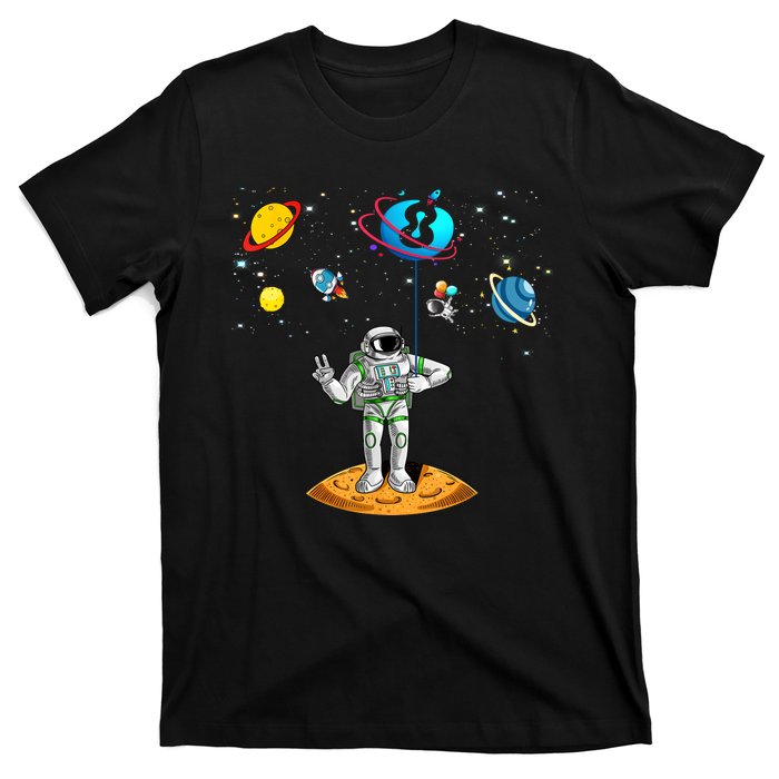 8 Years Old Birthday Boy 8th Space Planets Astronaut Gift T-Shirt