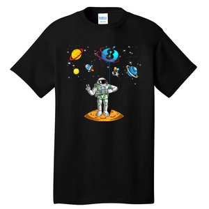 8 Years Old Birthday Boy 8th Space Planets Astronaut Gift Tall T-Shirt