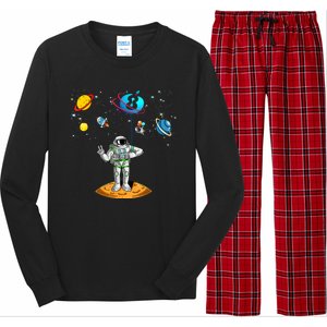 8 Years Old Birthday Boy 8th Space Planets Astronaut Gift Long Sleeve Pajama Set