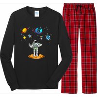 8 Years Old Birthday Boy 8th Space Planets Astronaut Gift Long Sleeve Pajama Set