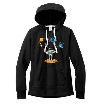 8 Years Old Birthday Boy 8th Space Planets Astronaut Gift Women's Fleece Hoodie