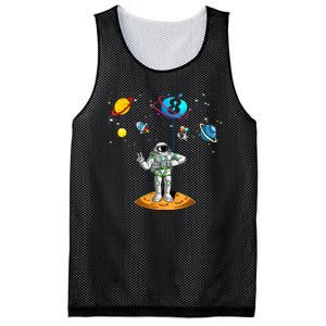 8 Years Old Birthday Boy 8th Space Planets Astronaut Gift Mesh Reversible Basketball Jersey Tank