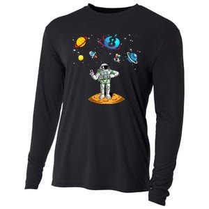 8 Years Old Birthday Boy 8th Space Planets Astronaut Gift Cooling Performance Long Sleeve Crew