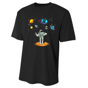 8 Years Old Birthday Boy 8th Space Planets Astronaut Gift Performance Sprint T-Shirt