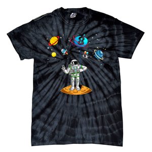 8 Years Old Birthday Boy 8th Space Planets Astronaut Gift Tie-Dye T-Shirt