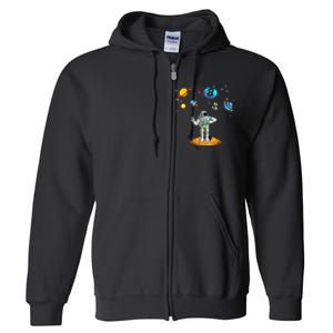 8 Years Old Birthday Boy 8th Space Planets Astronaut Gift Full Zip Hoodie