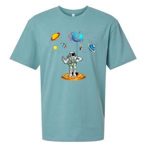 8 Years Old Birthday Boy 8th Space Planets Astronaut Gift Sueded Cloud Jersey T-Shirt