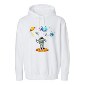 8 Years Old Birthday Boy 8th Space Planets Astronaut Gift Garment-Dyed Fleece Hoodie