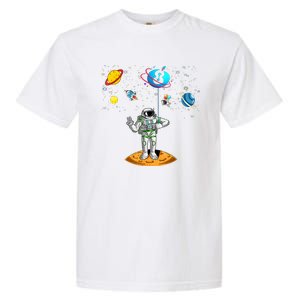 8 Years Old Birthday Boy 8th Space Planets Astronaut Gift Garment-Dyed Heavyweight T-Shirt