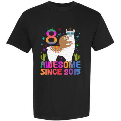 8 Year Old Awesome Since 2015 8th Birthday Teens Girls Garment-Dyed Heavyweight T-Shirt