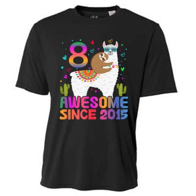 8 Year Old Awesome Since 2015 8th Birthday Teens Girls Cooling Performance Crew T-Shirt