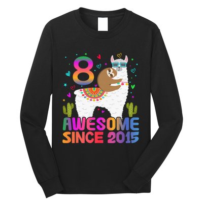 8 Year Old Awesome Since 2015 8th Birthday Teens Girls Long Sleeve Shirt