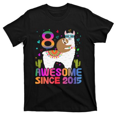 8 Year Old Awesome Since 2015 8th Birthday Teens Girls T-Shirt