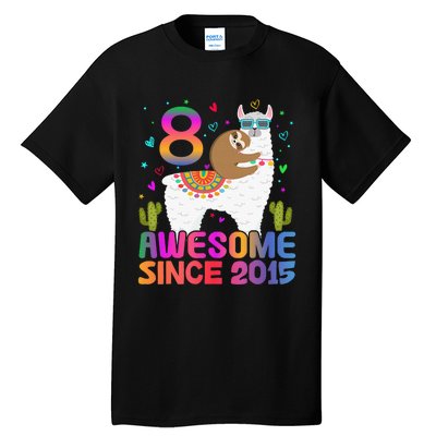 8 Year Old Awesome Since 2015 8th Birthday Teens Girls Tall T-Shirt