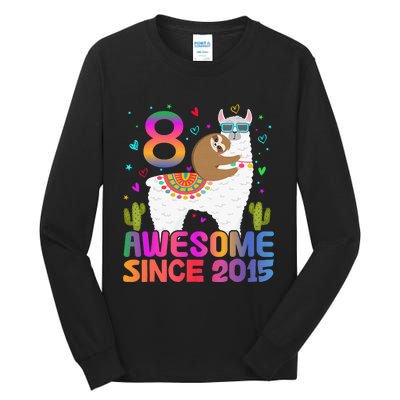 8 Year Old Awesome Since 2015 8th Birthday Teens Girls Tall Long Sleeve T-Shirt