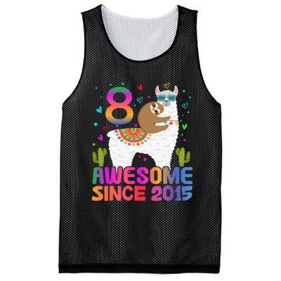 8 Year Old Awesome Since 2015 8th Birthday Teens Girls Mesh Reversible Basketball Jersey Tank