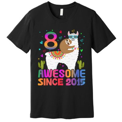 8 Year Old Awesome Since 2015 8th Birthday Teens Girls Premium T-Shirt