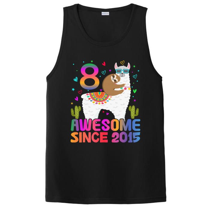 8 Year Old Awesome Since 2015 8th Birthday Teens Girls PosiCharge Competitor Tank