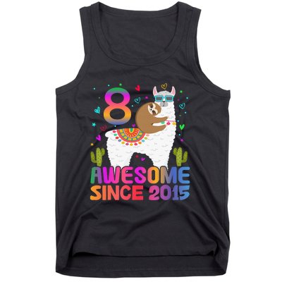 8 Year Old Awesome Since 2015 8th Birthday Teens Girls Tank Top