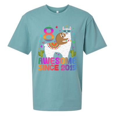 8 Year Old Awesome Since 2015 8th Birthday Teens Girls Sueded Cloud Jersey T-Shirt