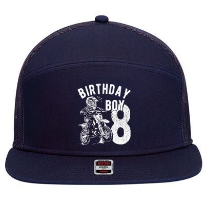 8 Years Old Birthday Boy Dirt Bike Motorcycle 7 Panel Mesh Trucker Snapback Hat