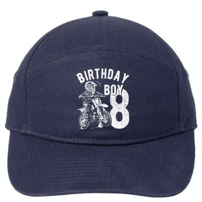 8 Years Old Birthday Boy Dirt Bike Motorcycle 7-Panel Snapback Hat