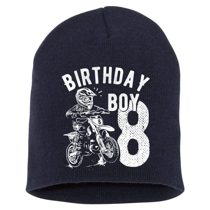 8 Years Old Birthday Boy Dirt Bike Motorcycle Short Acrylic Beanie