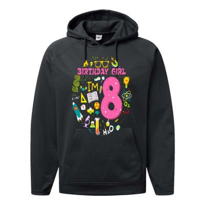 8 Year Old Girl Scientist 8th Birthday Science Performance Fleece Hoodie