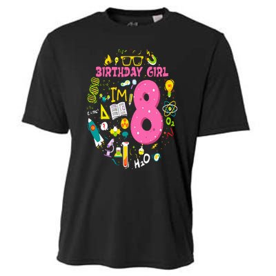 8 Year Old Girl Scientist 8th Birthday Science Cooling Performance Crew T-Shirt